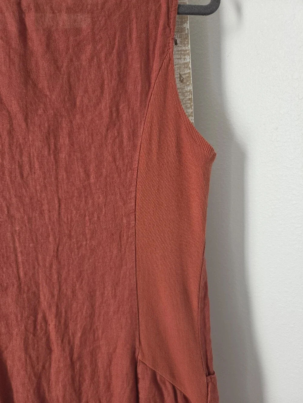 NWT Lina Tomei Linen Coccio Dress, Sz M. Rust, Burnt Orange With Beading - Picture 9 of 10